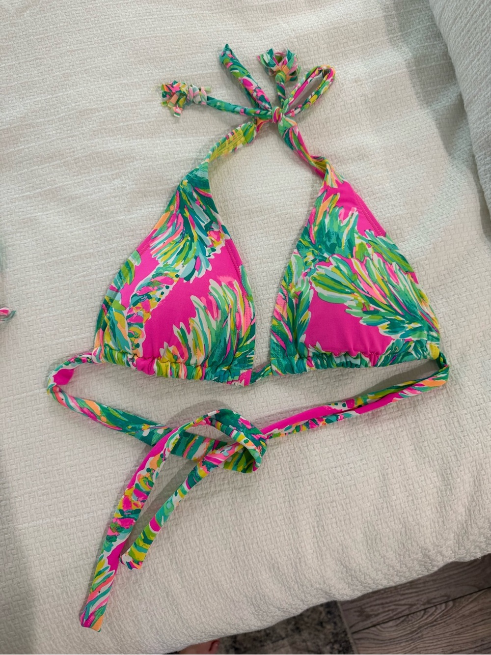 Lilly Pulitzer Neon Pink and Lime Green Bikini Top